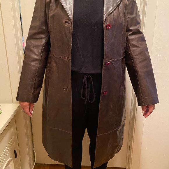 Early 2000’s Leather Trench Coat - Picture 1 of 7